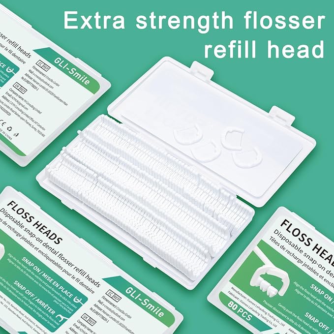 Ultraclean Access Flosser Refill Heads, Effective Plaque Removal for Proper Oral Care & Hygiene, Durable Flosser Refill Heads, PFAS Free, 80ct