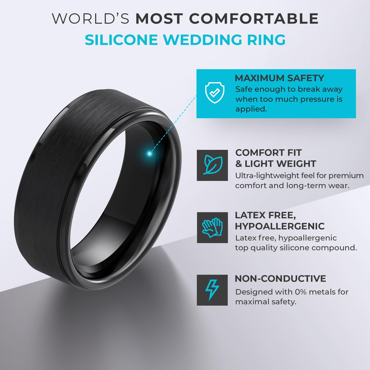 ThunderFit Silicone Rings Wedding Bands for Men, Plain Men’s Rubber Engagement Bands with Gift Box, 1-Pack