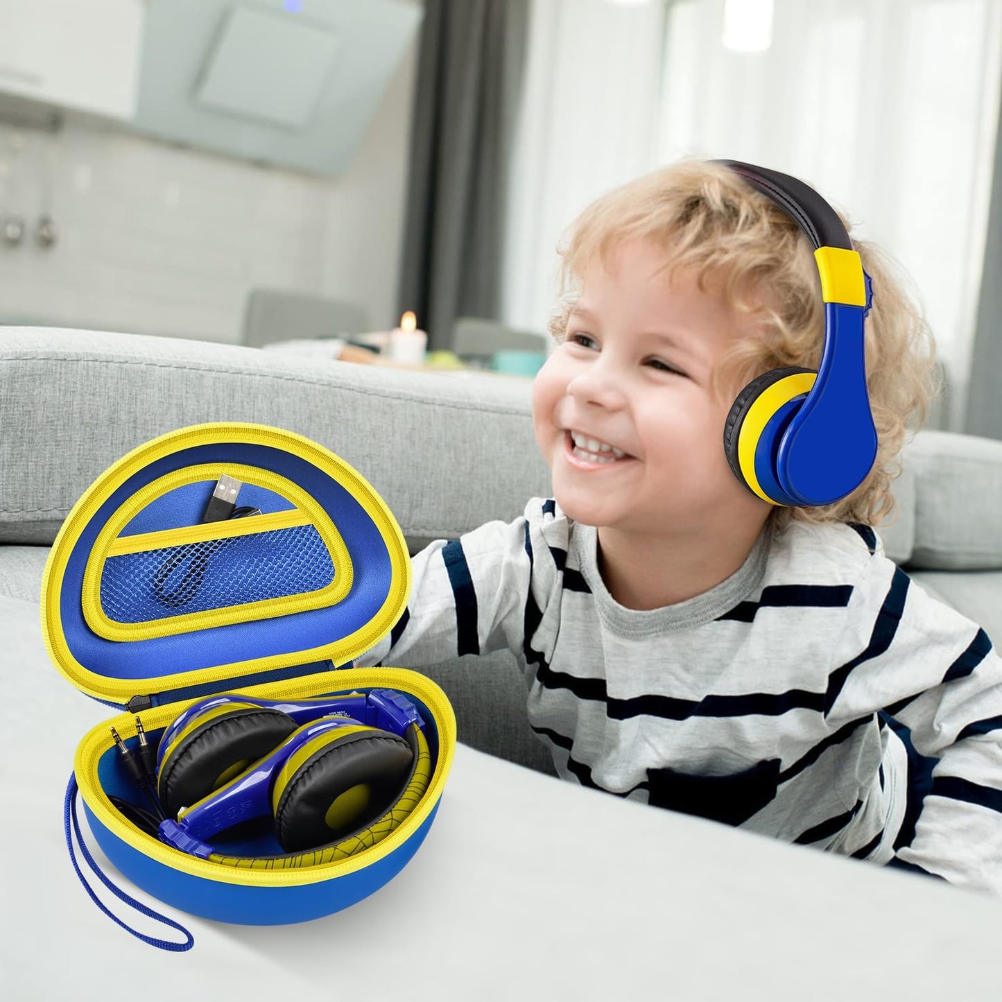 ANKHOH Case for eKids, for Beats Studio Pro, Solo3, Studio3 Headphones, Portable EVA Storage Box for Wireless Bluetooth Headsets, Travel Carrying Bag Accessories for Kids (Box Only)-Deepblue