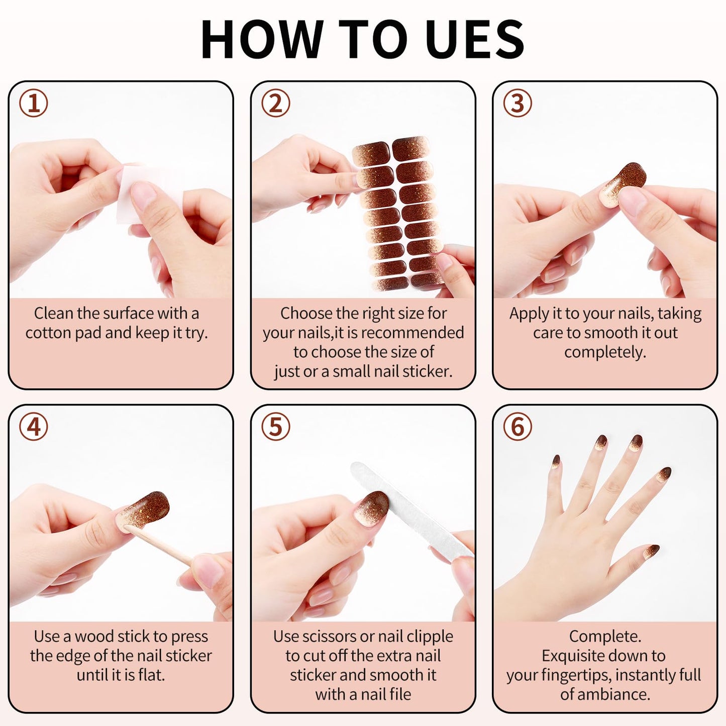 Semi Cured Gel Nail Strips -Burgundy Gold Flake Ombre-Stylish Nail Wraps, No UV Light Needed, Effortless Application & Removal, Salon Quality, Includes 16 Wraps, 1 Prep Pad, Wooden Stick & Nail File