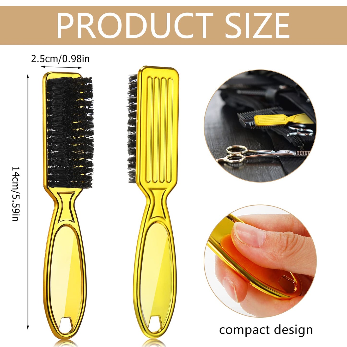 Patelai 12 Pcs Barber Clipper Brush Blade Trimmer Cleaning Brush for Fades Nail Neck Duster Manicure Salon(12,Gold)