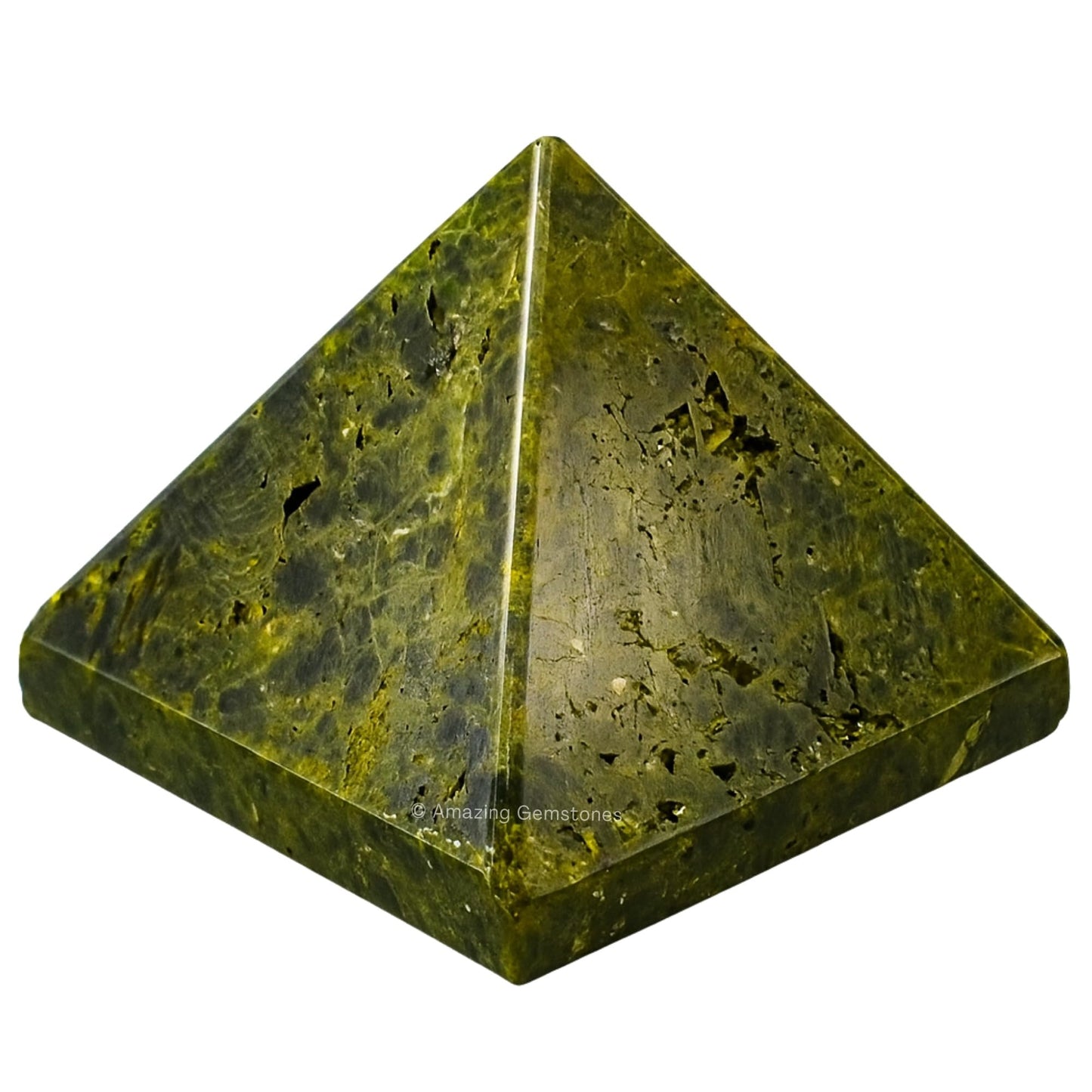 Amazing Gemstone Green Tourmaline in Matrix Pyramid Crystal Healing Stones - 2" Great Pyramid Figurine of Natural Stone Pyramid for Meditation, Reiki, Chakra Balancing and Crystal Pyramids Grid