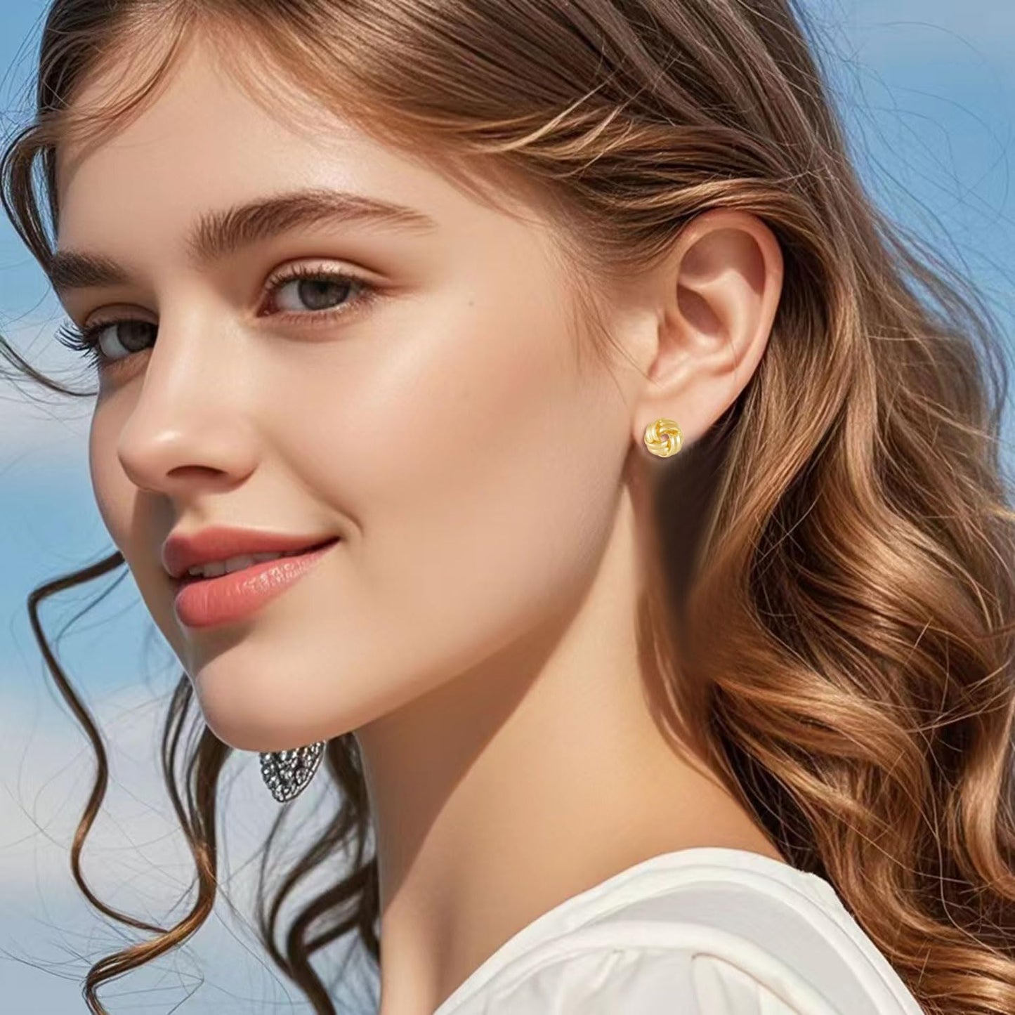 14K Gold Earrings Studs for Womens Small Gold Knot Earring Twisted Love Knot Earrings Golden Jewelry