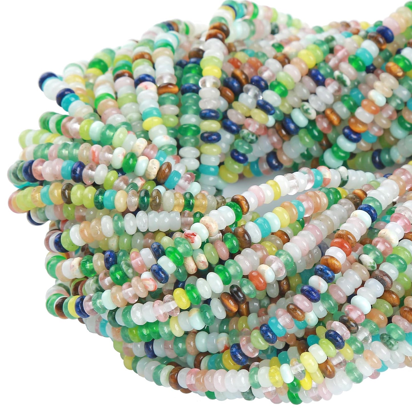 ZXYMLZI 150PCS 2x4mm Colorful Stone Rondelle Beads for DIY Jewelry Making