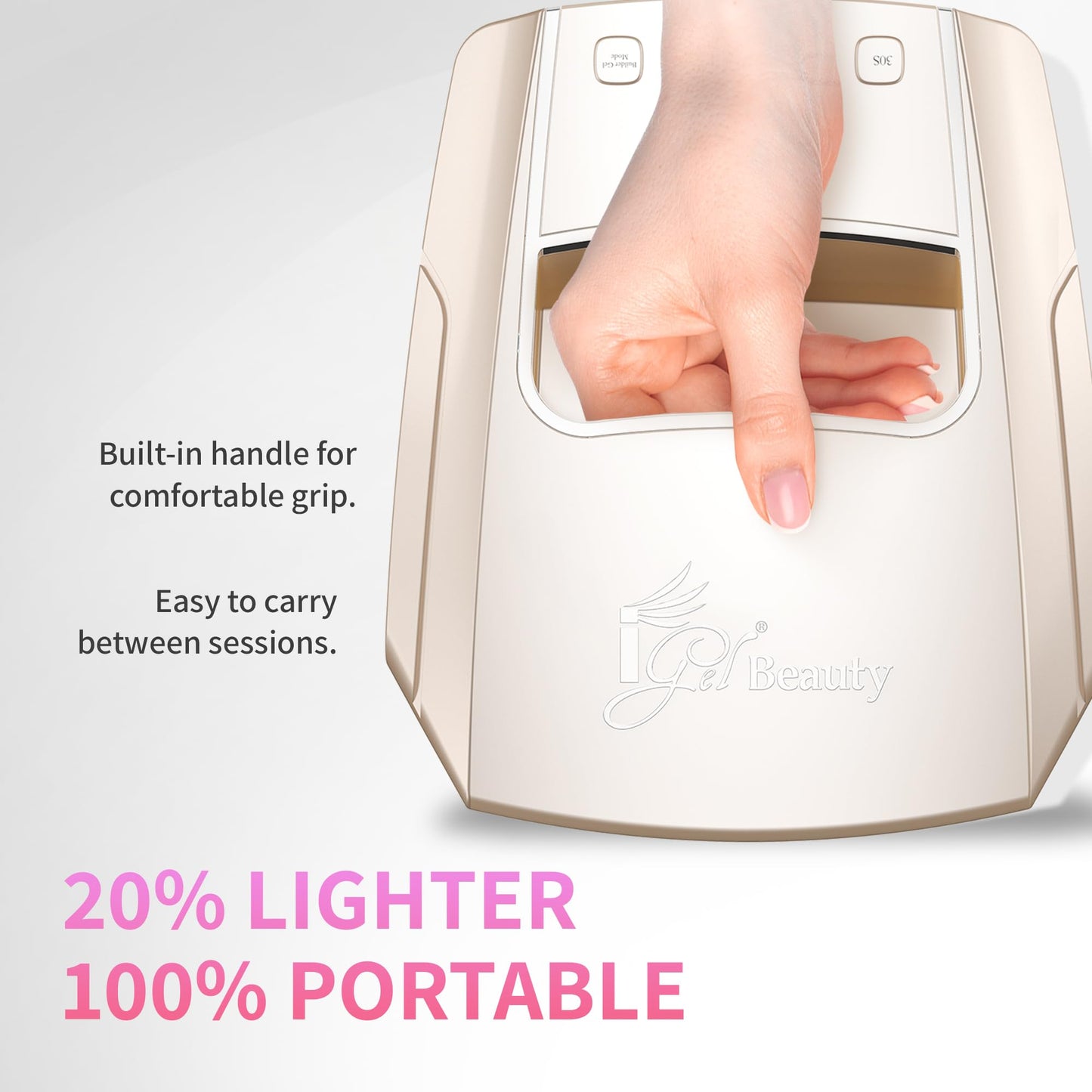 iGel Beauty Hybrid PRO 3.0 XL UV/LED Nail Lamp – Wireless Rechargeable 48W Nail Dryer, Extra Wide Full-Hand Curing, 9000mAh Battery, Smart Timer & Builder Gel Mode, Cordless Professional Lamp