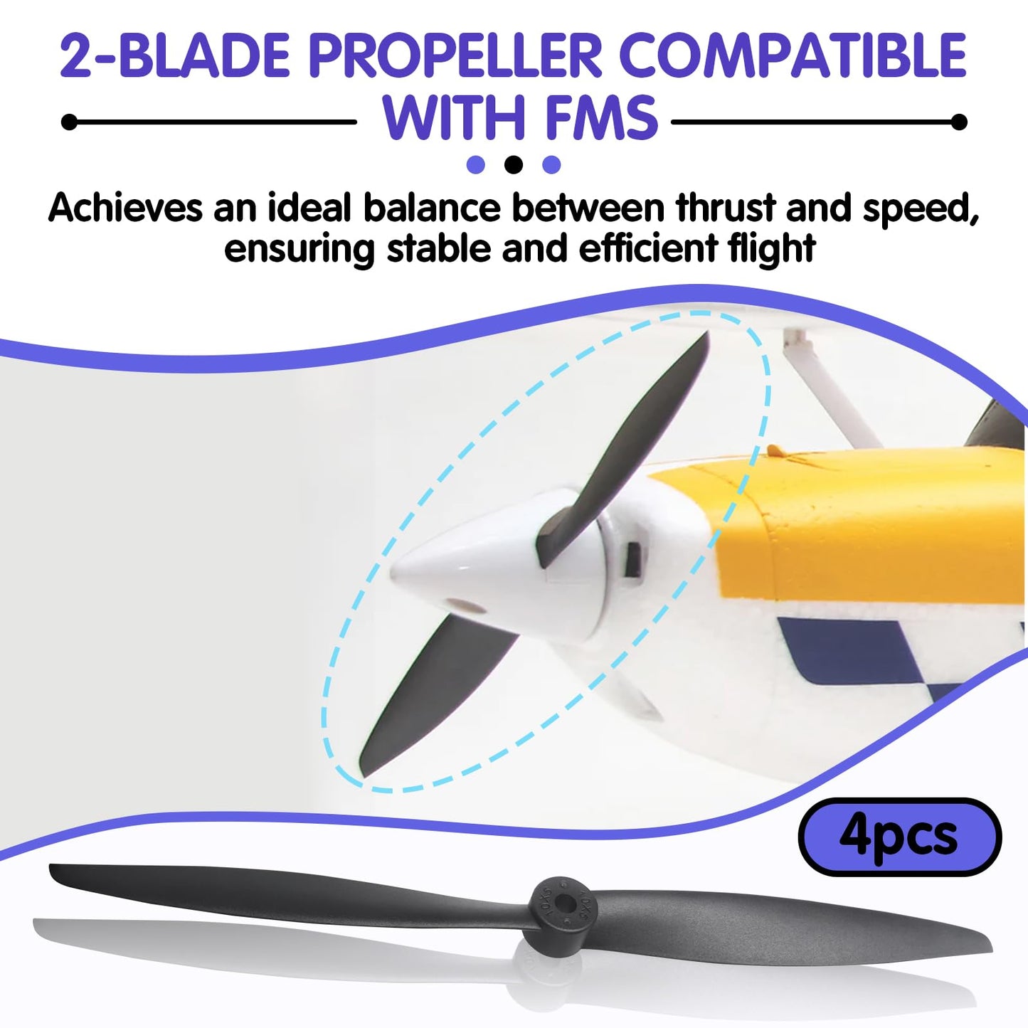 4 Pcs 2-Blade RC Propeller Compatible with FMS 1200mm Super EZ 1220mm Ranger FMSPROP022, 10x5 Prop