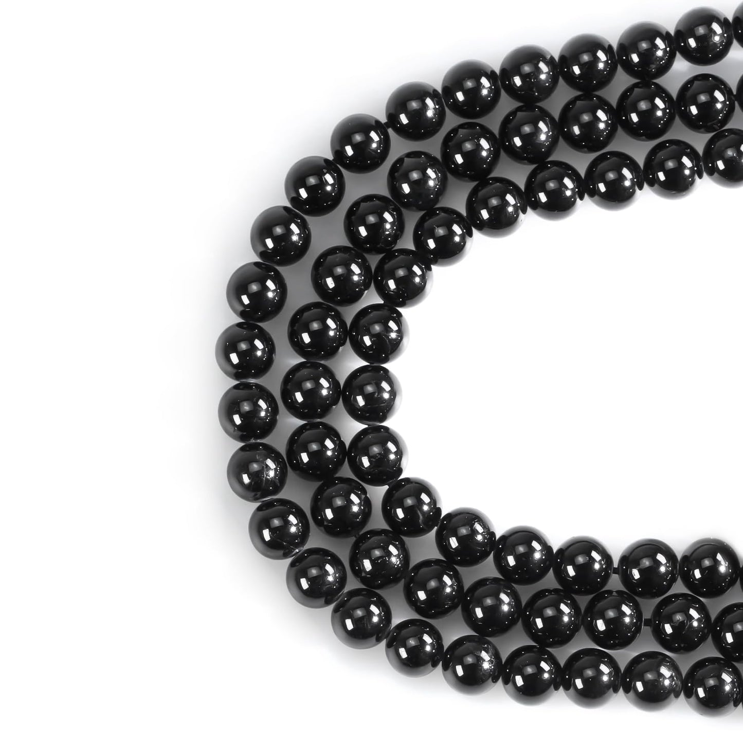 8mm Natural Gemstone Round Black Tourmaline Loose Beads for Jewelry Making DIY Bracelets Necklace (45-48pcs/strand)