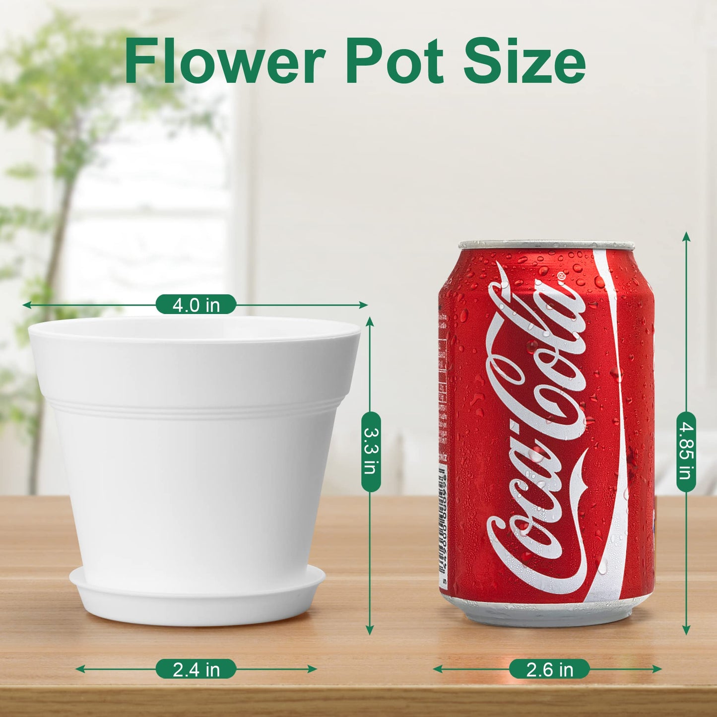 FHWTY 16 Pack Plastic Plant Pots BK & 16 Pack Plastic Plant Pots WH