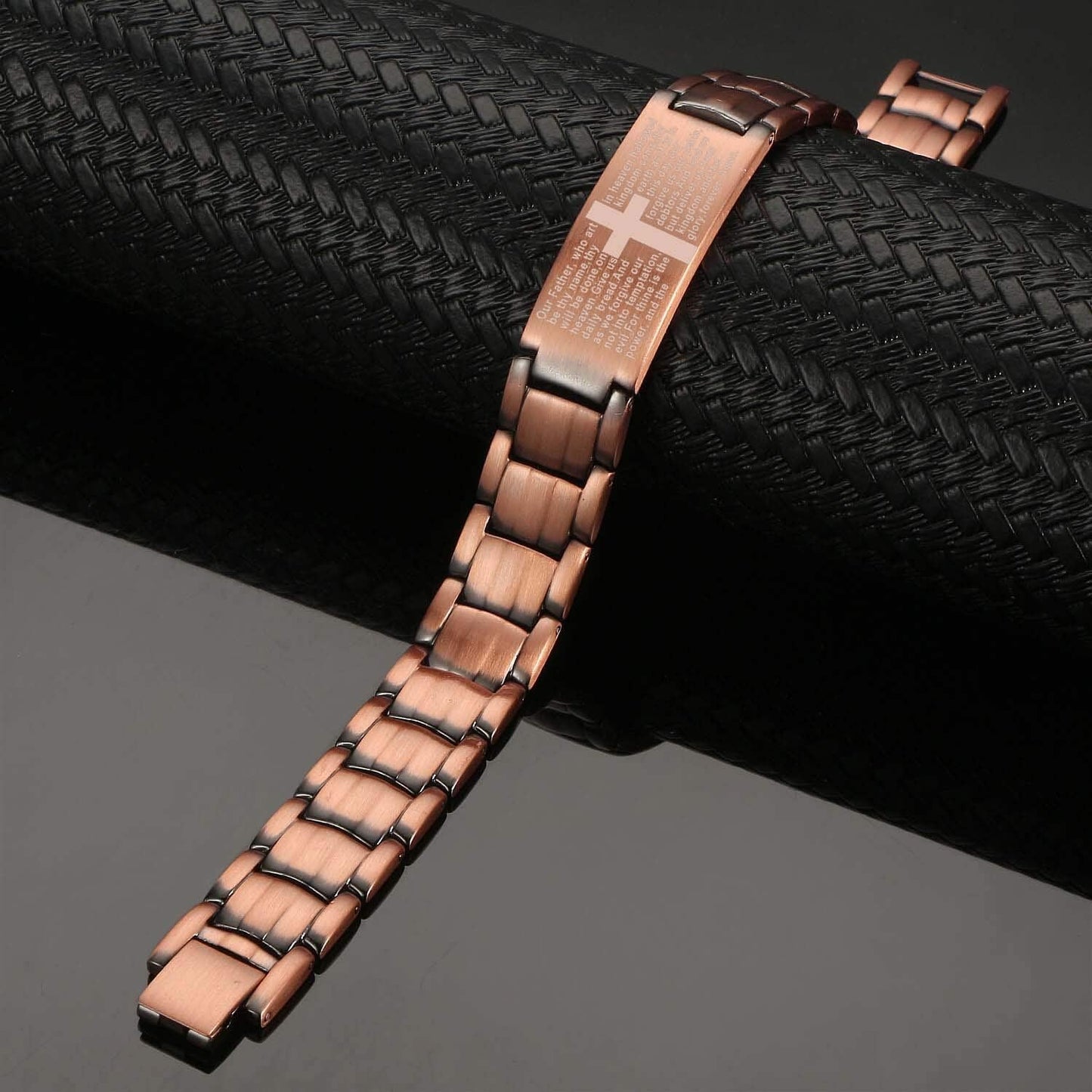 MagEnergy Copper Bracelet for Men, Cross Copper Magnetic Bracelet with Ultra Strength Magnets, Adjustable Link Jewelry Box Gift (Sizing Tool)