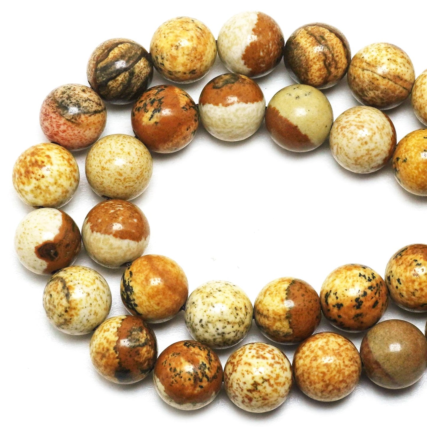 DIQIO Natural Stone Beads - Picture Jasper for Jewelry Making, 6mm Round Beads (58-60pcs)