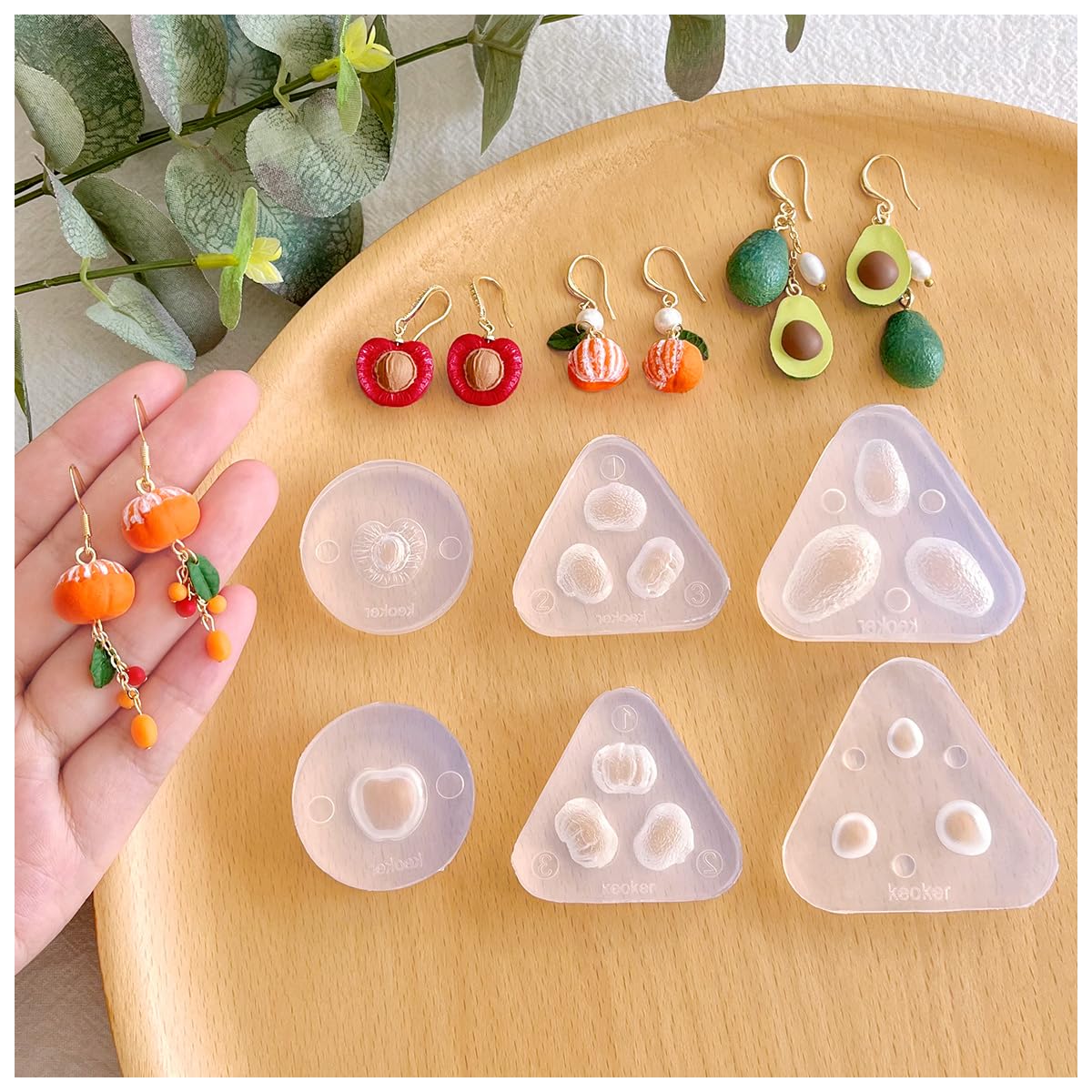 Keoker Fruit Polymer Clay Earring Molds, 3D Shape Silicone Molds for Clay, Polymer Clay Tools