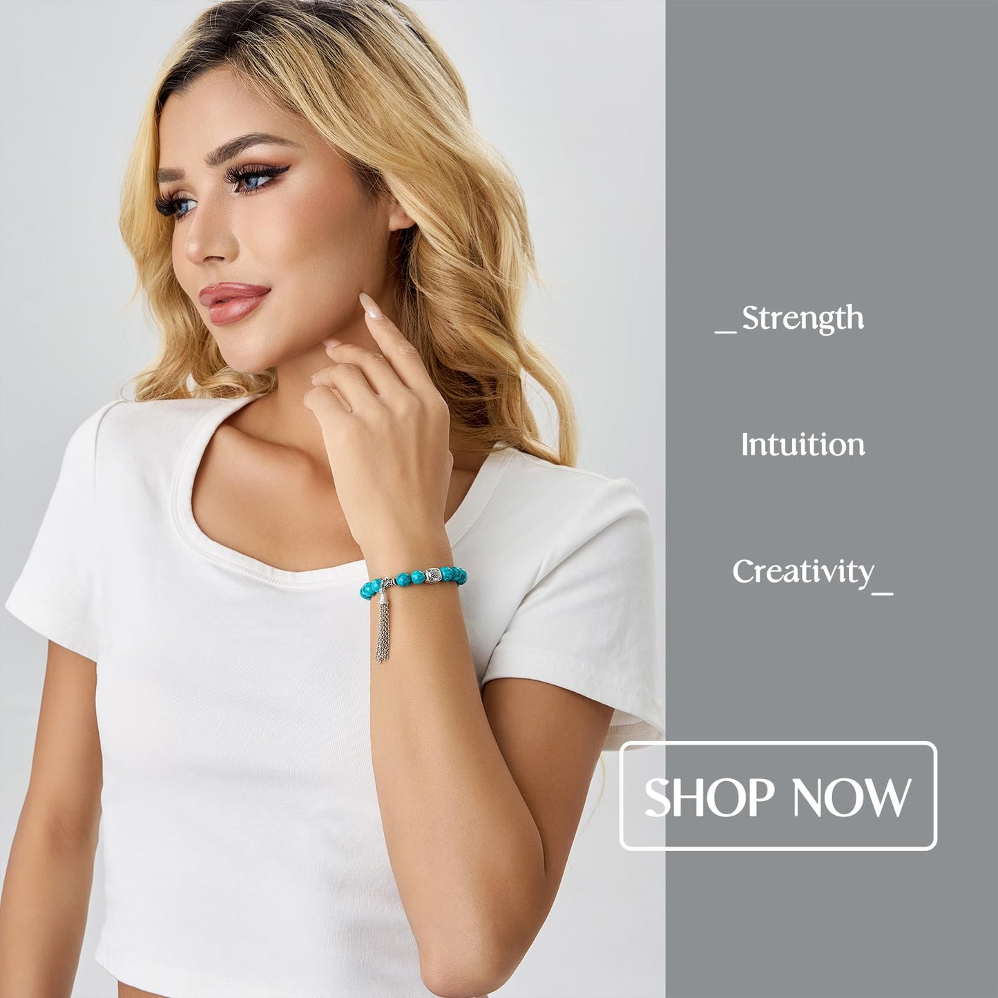 BaronCara Turquoise Healing Crystal Bracelet - Chakra Blessing & Protection Jewelry for Women