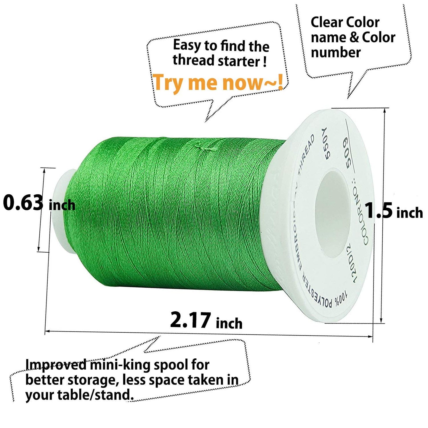 Simthread 63 Colors Polyester Compatible with Brother Embroidery Machine Thread Kit 40 Weight Compatible with Brother Babylock Janome Singer Pfaff Husqvarna Bernina Embroidery Sewing Machines 550Y