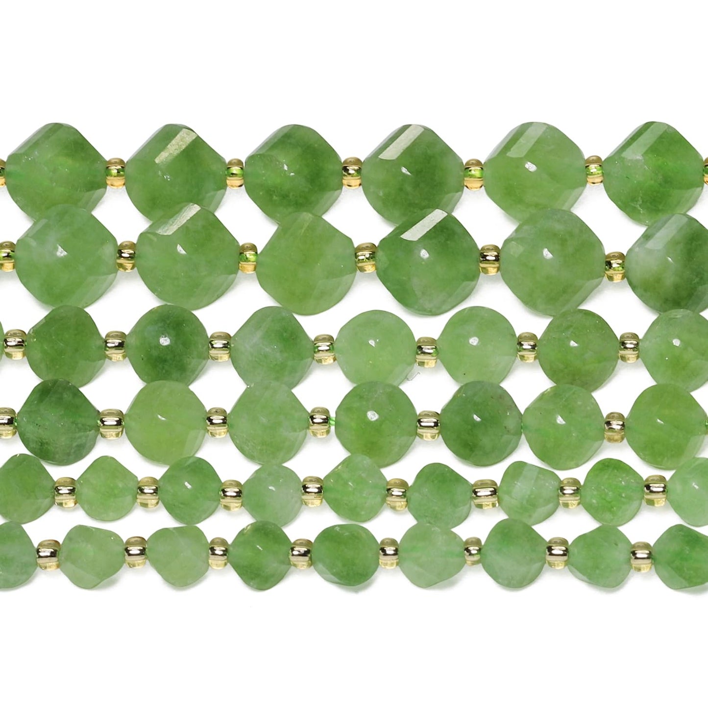 Yochus 42pcs Natural Green Jade Stone Beads for Bracelet，2strands 6mm Facted Twist Loose Gemstone Beads for Jewelry Making DIY Craft Necklace Earring