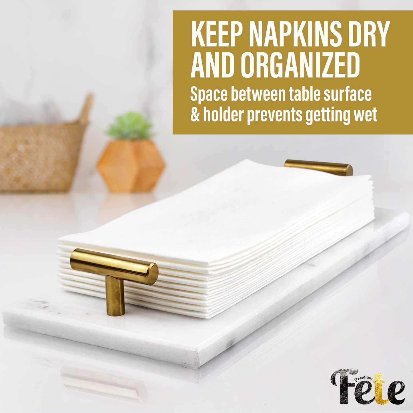 Guest Towel Holder Tray for Bathroom - White Marble-Tray - Napkin Holder for-Bathroom - Paper Hand Towel Holder.