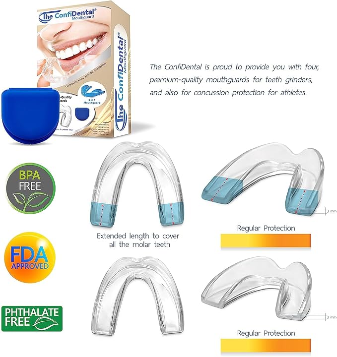 The ConfiDental Mouth Guard for Grinding Teeth at Night - 2 Models for Larger Mouth Pack of 6 Moldable Dental Night Guards for Teeth Grinding and Clenching Teeth Grinding Mouth Guard for Sleep