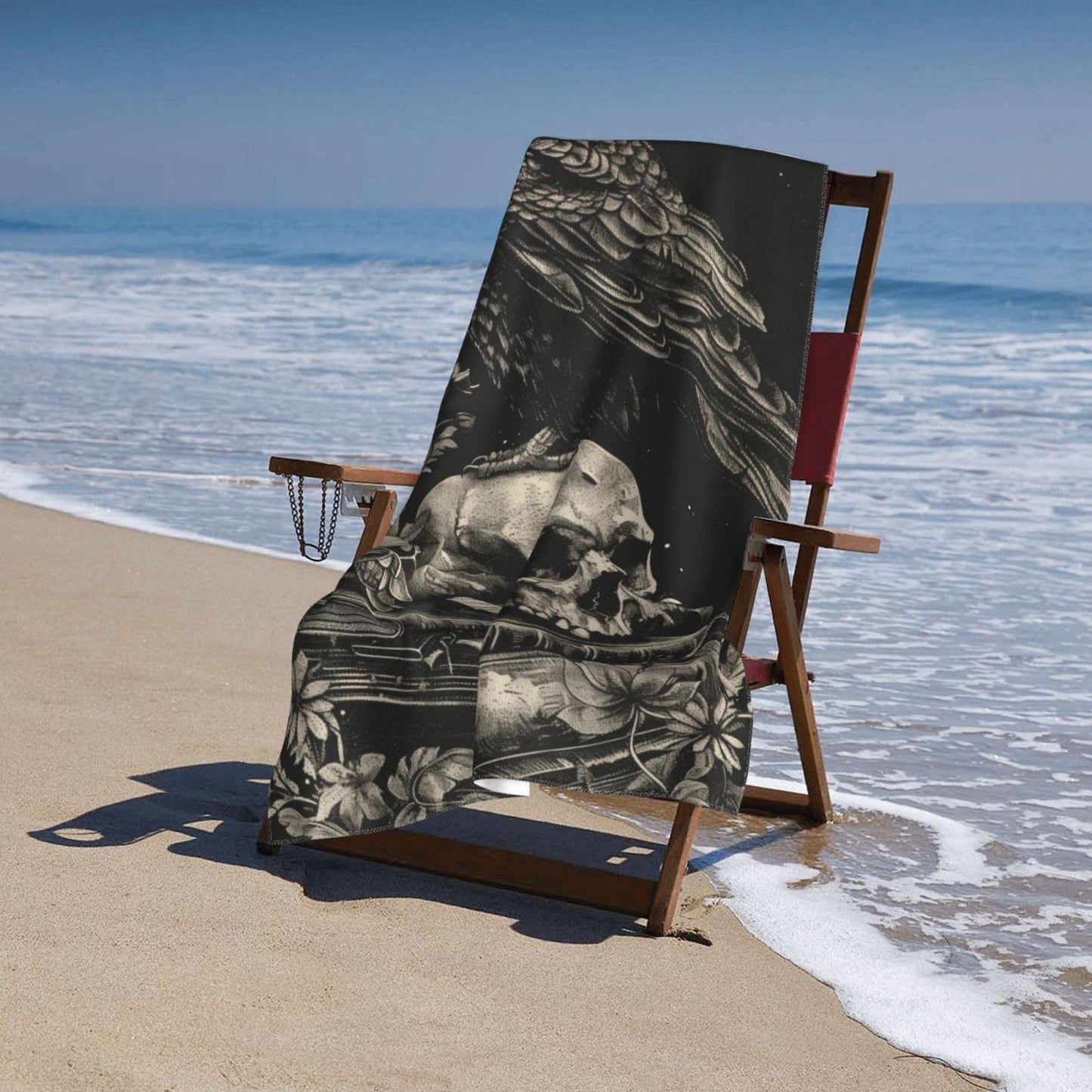 PXLNJHO Gothic Raven Skull Beach Towel, Soft Lightweight Microfiber Quick Dry Bath Towels Gifts for Bathroom, Pool, Travel, Swimming Decor 31"x51"