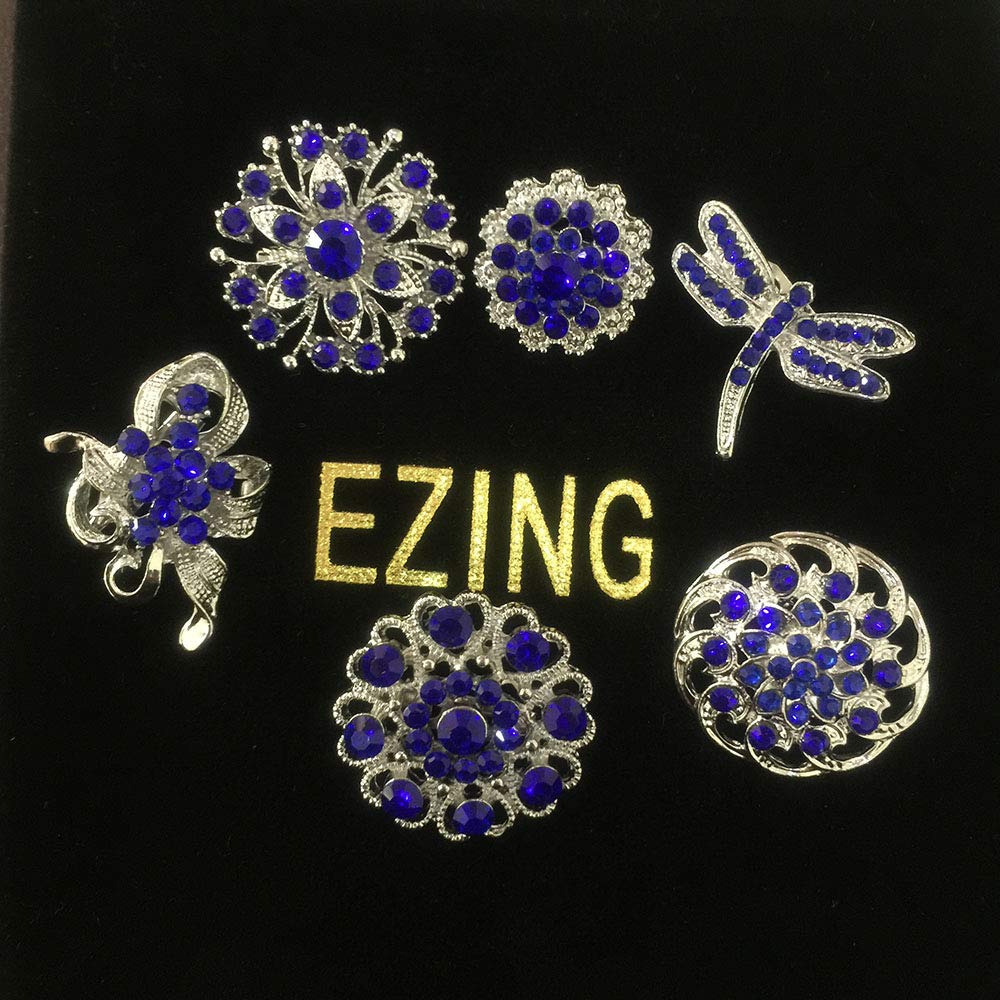 Ezing Lot 24pc Shining Rhinestone Crystal Brooches Pins DIY Wedding Bouquet Kit (G)
