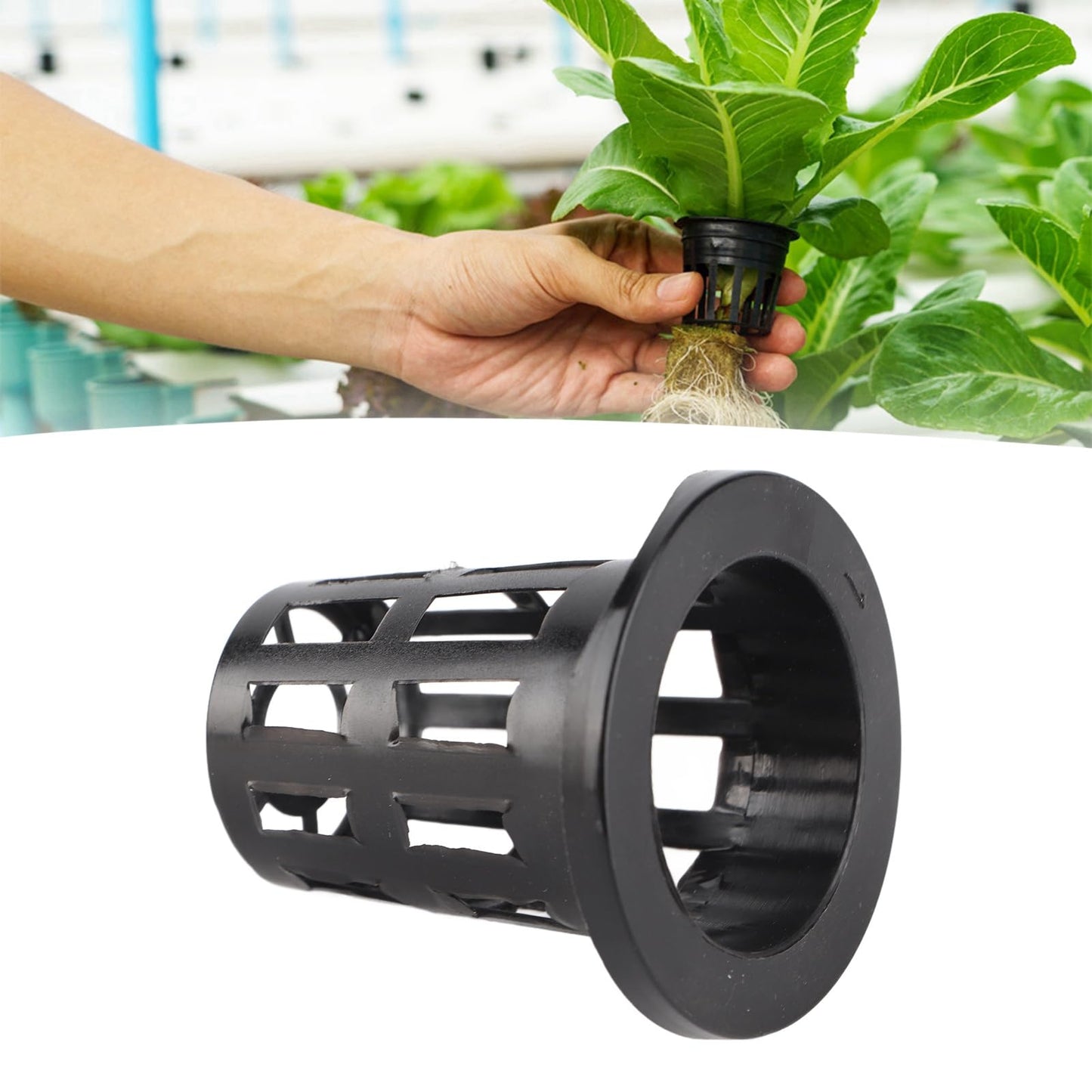 GBSCLOVER 50Pcs Net Pots for Hydroponics, Stable Hydroponic Pots, Practical Plant Basket Easy Use for Hydroponic Vegetables and Soilless Cultivation, 1.7x1.2x1.8x1.0in