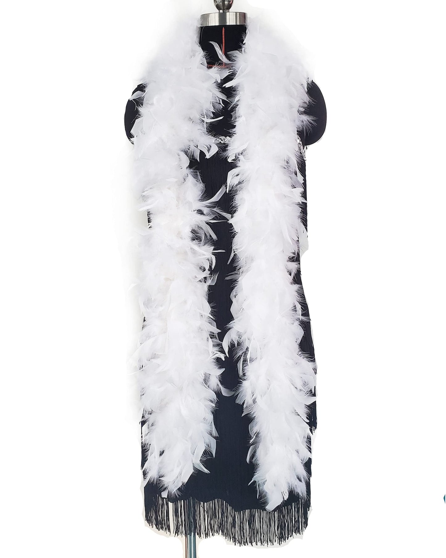 2 Yards 80g Turkey Chandelle Feather Boa for DIY Craft,Party Dancing Dress Up, Halloween Decoration-White