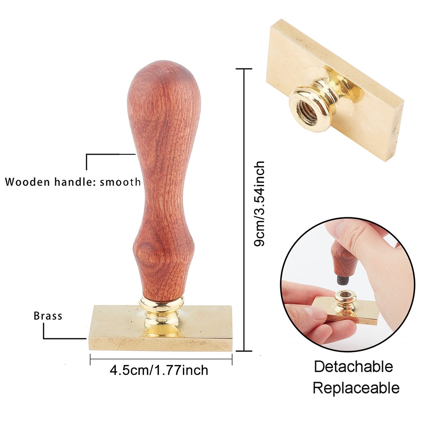CRASPIRE Wax Seal Stamp Magic Book Vintage Sealing Wax Stamps Coffee Rectangle Removable Brass Head Sealing Stamp with Wooden Handle for Wedding Invitations Valentine's Day Gift Wrap