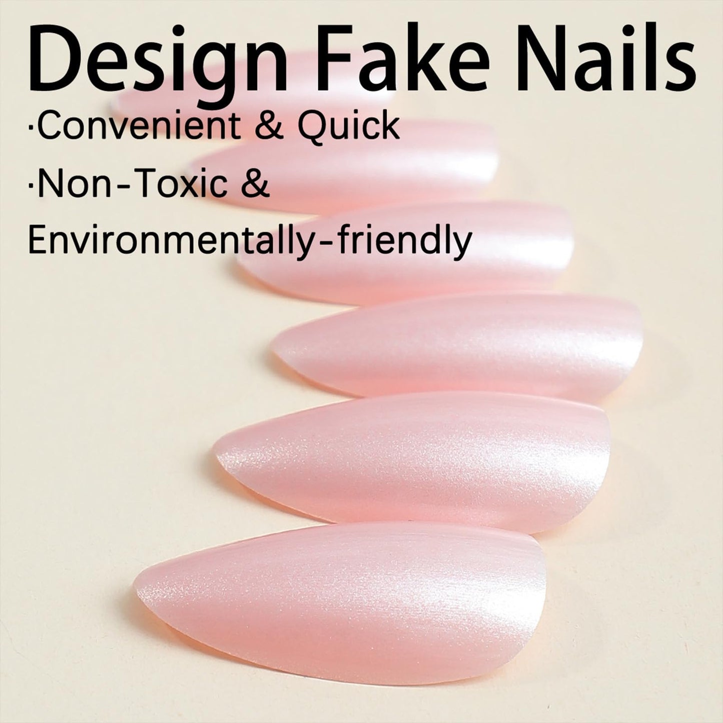 Pink Press on Nails Almond Medium Fake Nails with Design Shiny False Nails Press ons Glossy Full Cover Acrylic Glue on Nails Cute Artificial Stick on Nail for Women Manicure 24Pcs