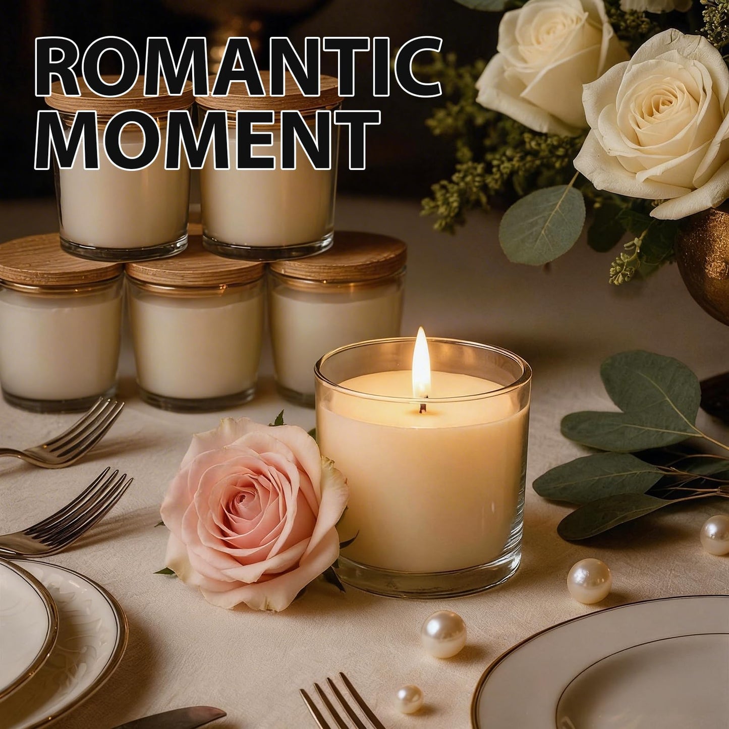 Trxvxo 12 PCS 6oz Rose Scented Pure Soy Wax Aromatherapy Candles | Relaxing Home Fragrance Gift Box | Bulk Favors for Wedding, Party, Spa & Home Decor