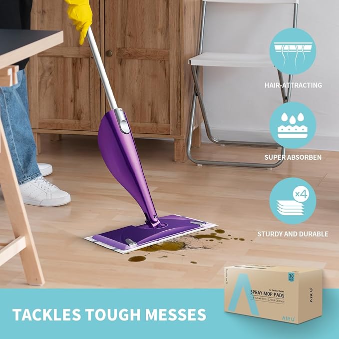 AIR U+ Disposable Mop Pad Refills for Swiffer Wet Jet Mops, Thickned and Absorbent Wet Pads Refill, 60 Count