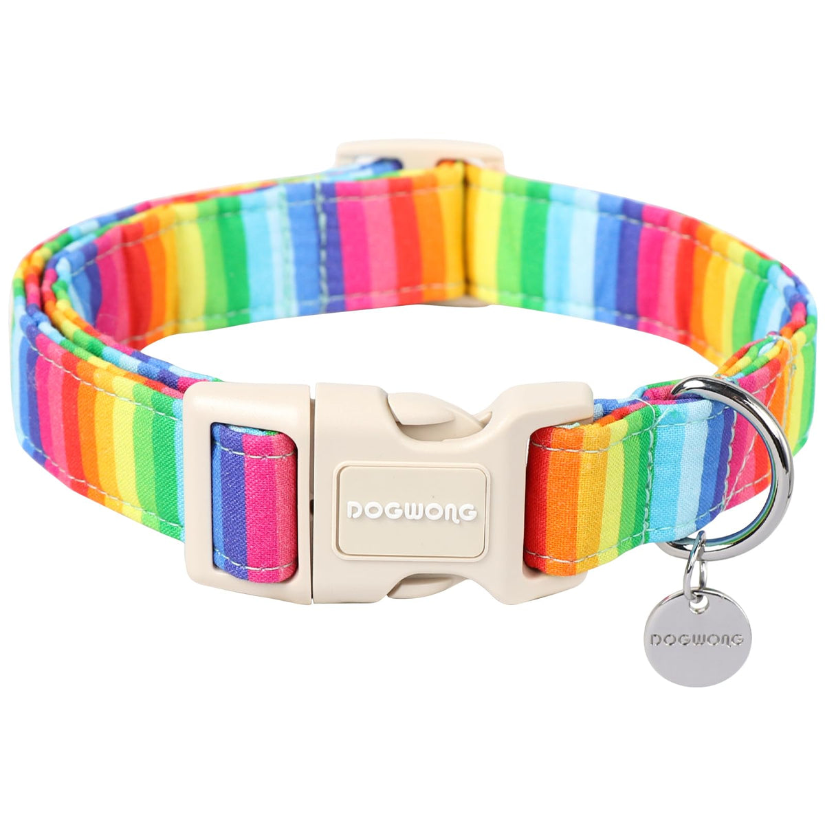 DOGWONG Cotton Hemp Dog Collar, Heavy-Duty Blue Dog Collar Adjustable Soft Natural Fabric Cute Wedding Puppy Necklace for Small Medium Large Dogs