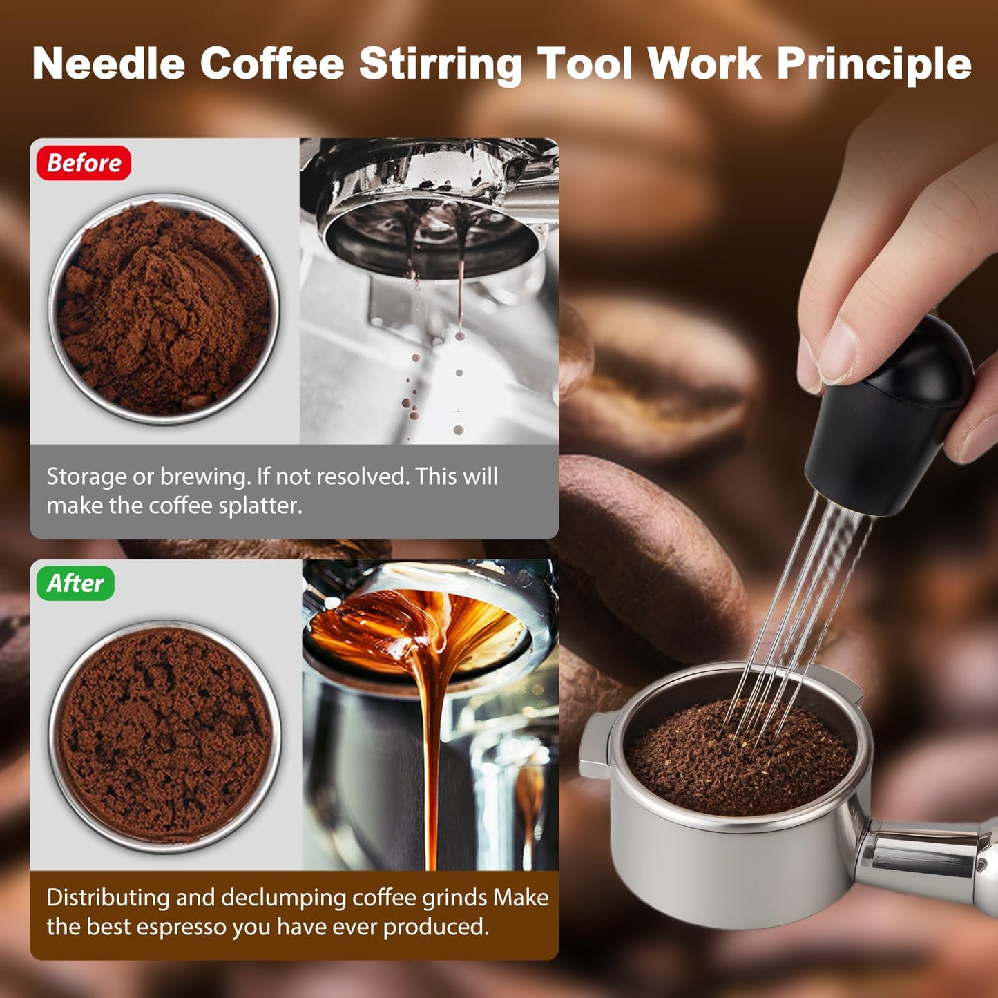 Choxila Espresso Tools Kit – 51mm 2-in-1 Distributor & Tamper, WDT Tool with Needles, Magnetic Dosing Funnel, Espresso Tamper, Espresso Machine Accessories