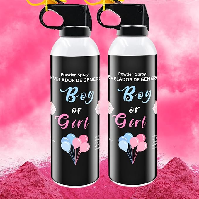 Gender Reveal Fire Extinguisher 2 Pack Colorful Corn Powder Gender Reveal Smoke with Power for Party Pink Extinguish for Baby Reveal Party Birthday Wedding Baby Shower Color Run Gender Reveal Ideas