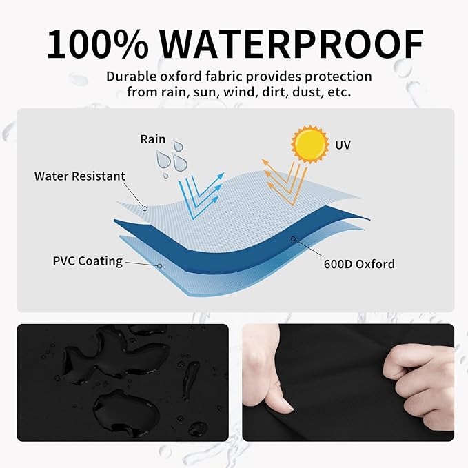 Easy-Going Heavy Duty 600D Outdoor Daybed Cover 92 Inch UV Resistant Patio Round Sofa Cover Waterproof Outdoor Canopy Daybed Sofa Cover with Air Vent 92" Dia x 35"/18" H, Black