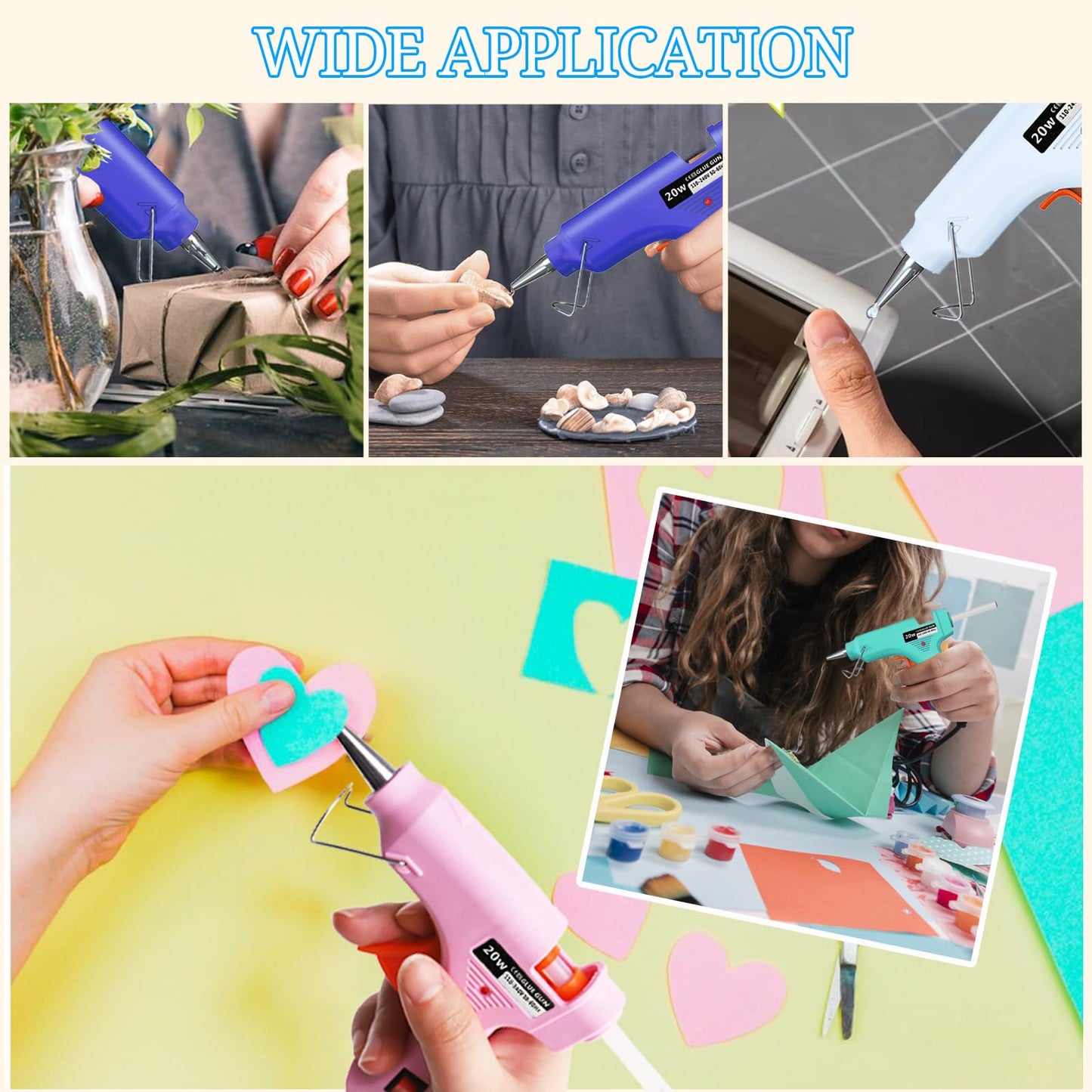 Mini Hot Glue Gun, 8 Pack Hot Glue Guns for Crafts with 40 Sticks Melt Glue Gun, Small Hot Melt Gun Set Arts Craft School DIY Arts Class Projects Home Quick Repairs