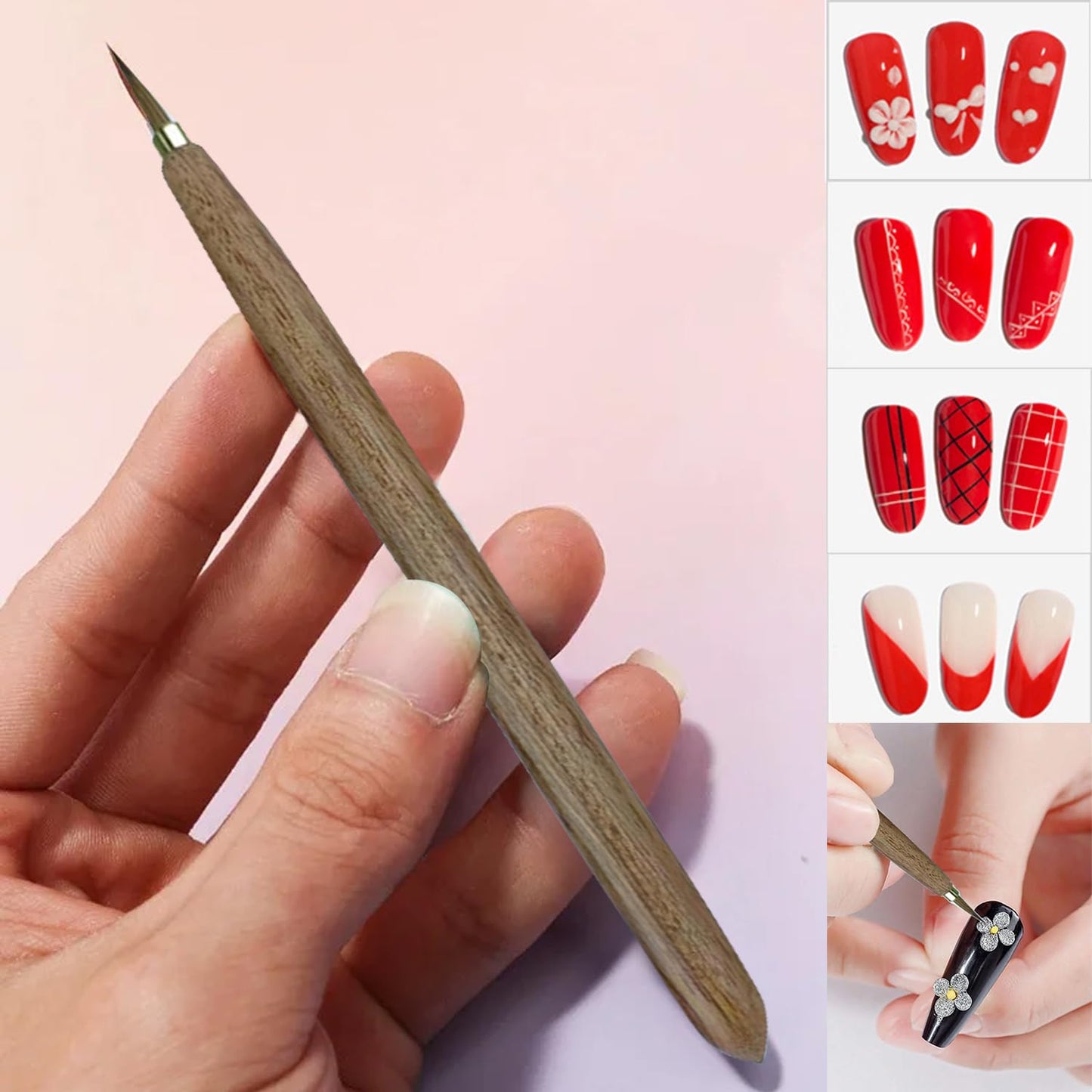 DANNEASY 1pc Kolinsky Nail Art Brushes Painting, Nail Design Brushes Drawing Nail Brush Acrylic 3d Paint Brush for Nails Manicure Brush Nail Tool