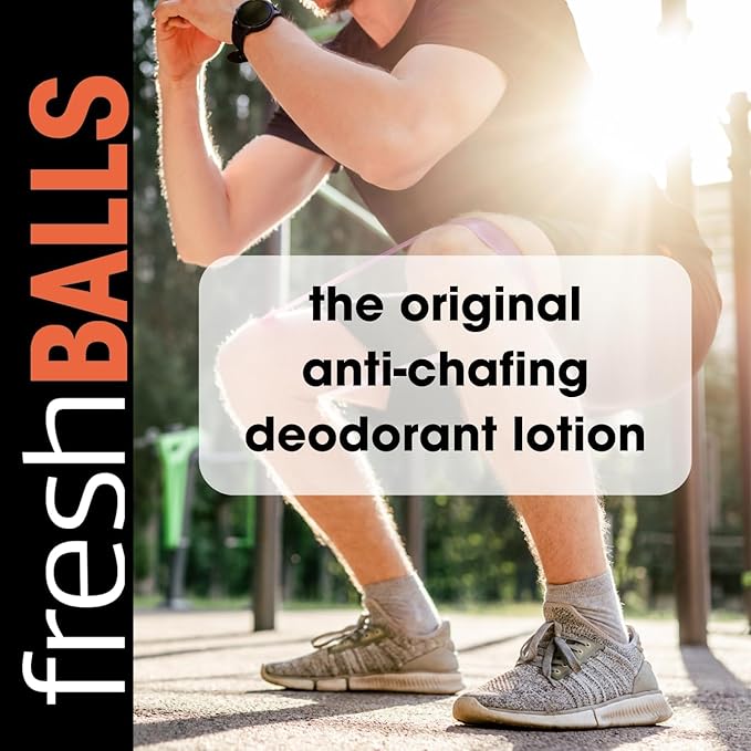 Fresh BALLS Lotion - Anti-Chafing Men's Soothing Cream to Powder Deodorant and Hygiene for Groin Area, 3.4 fl oz (Pack of 3)