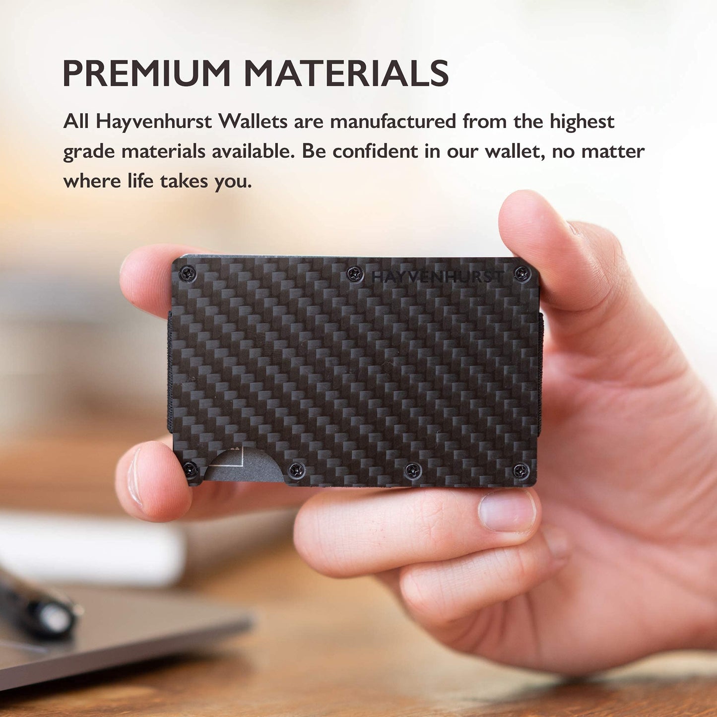 Hayvenhurst Wallet for Men - Slim RFID Blocking Metal Wallet with Money Clip, Minimalist Front Pocket Credit Card Holder, Small Mens Wallet