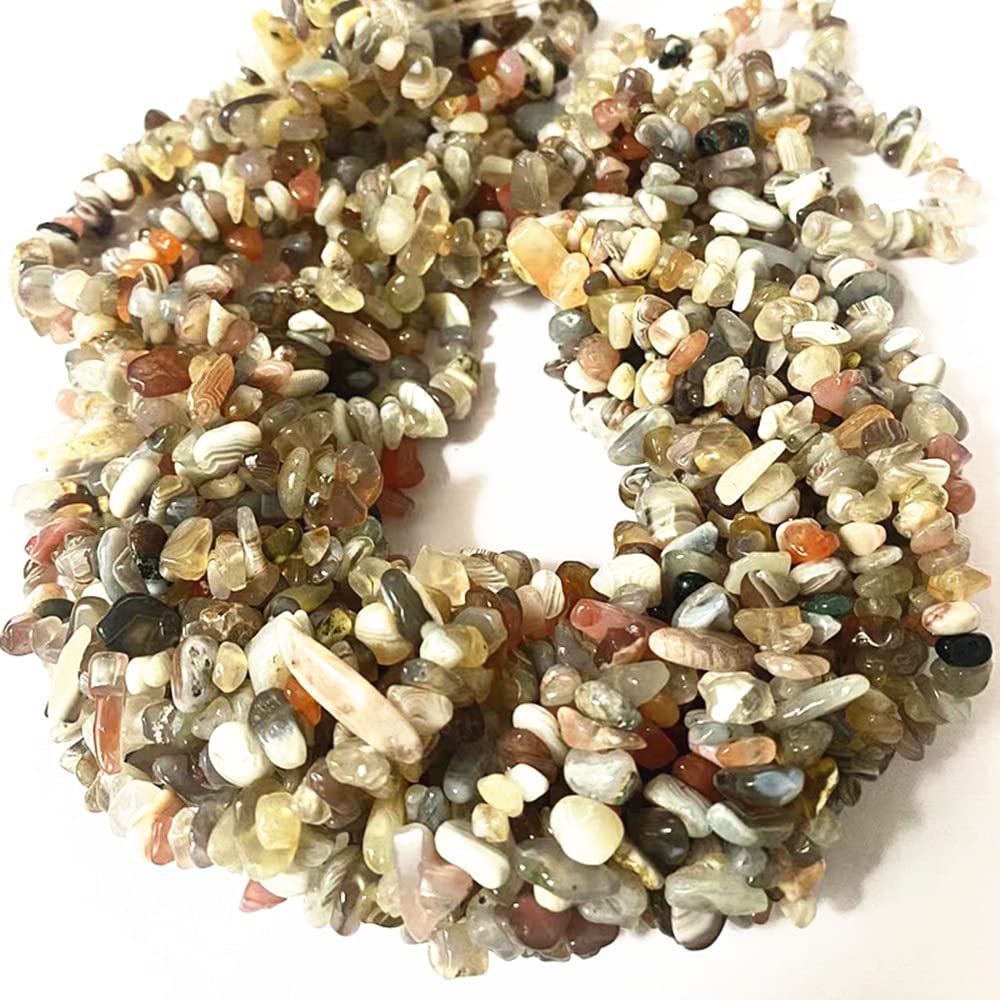 PLTbeads 7-8mm Natural Botswana Agate Gemstone Chips Beads Healing Crystals Waist Bracelets Necklace Kit Irregular Stone DIY Crafts Design Jewelry Making