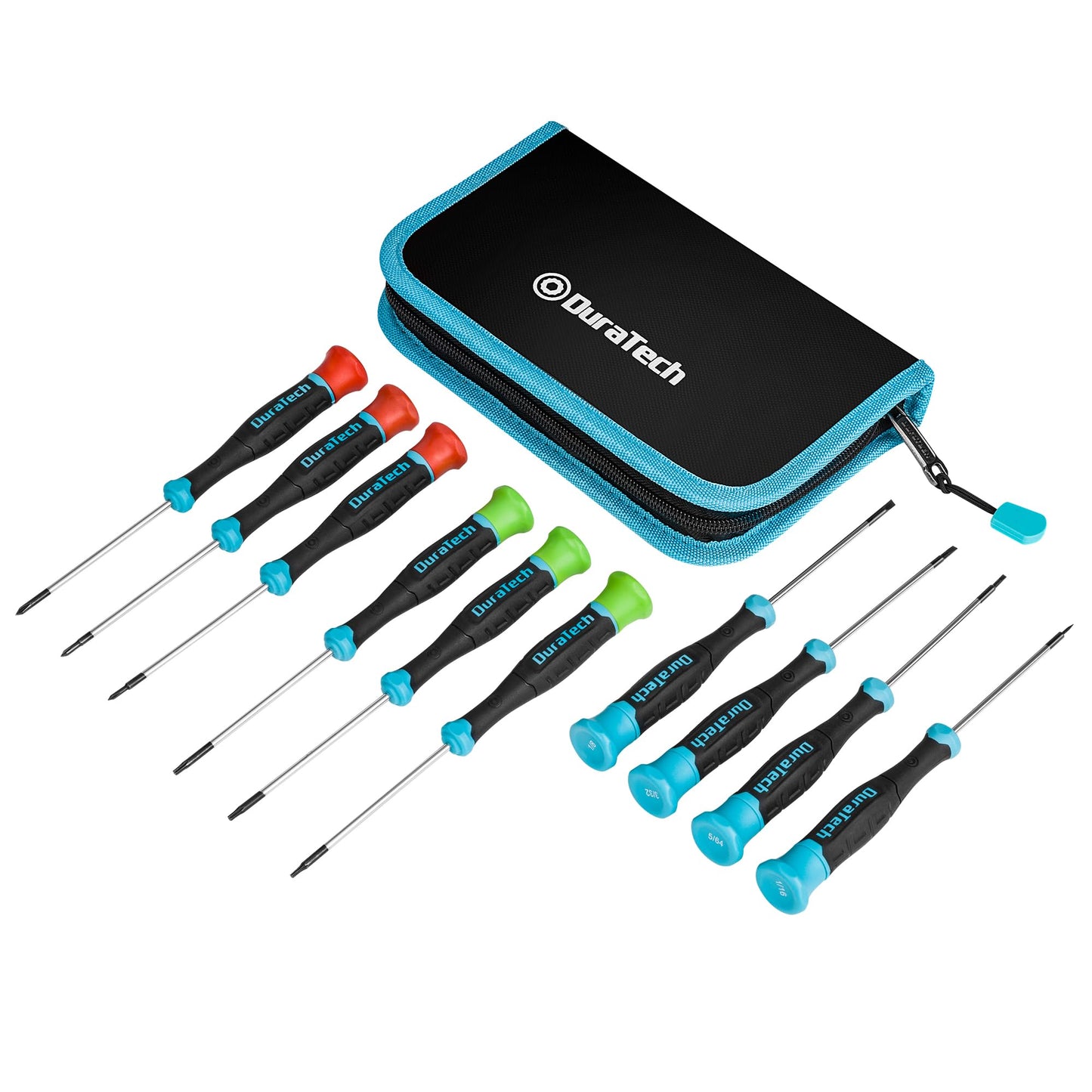 DURATECH Precision Screwdriver Set, 10 PCS Magnetic Small Screwdriver Set with Pouch, Phillips, Slotted, and Torx Star, Cr-V Steel, Mini Screw Drivers for Eyeglasses, Watches, Laptops, Phones