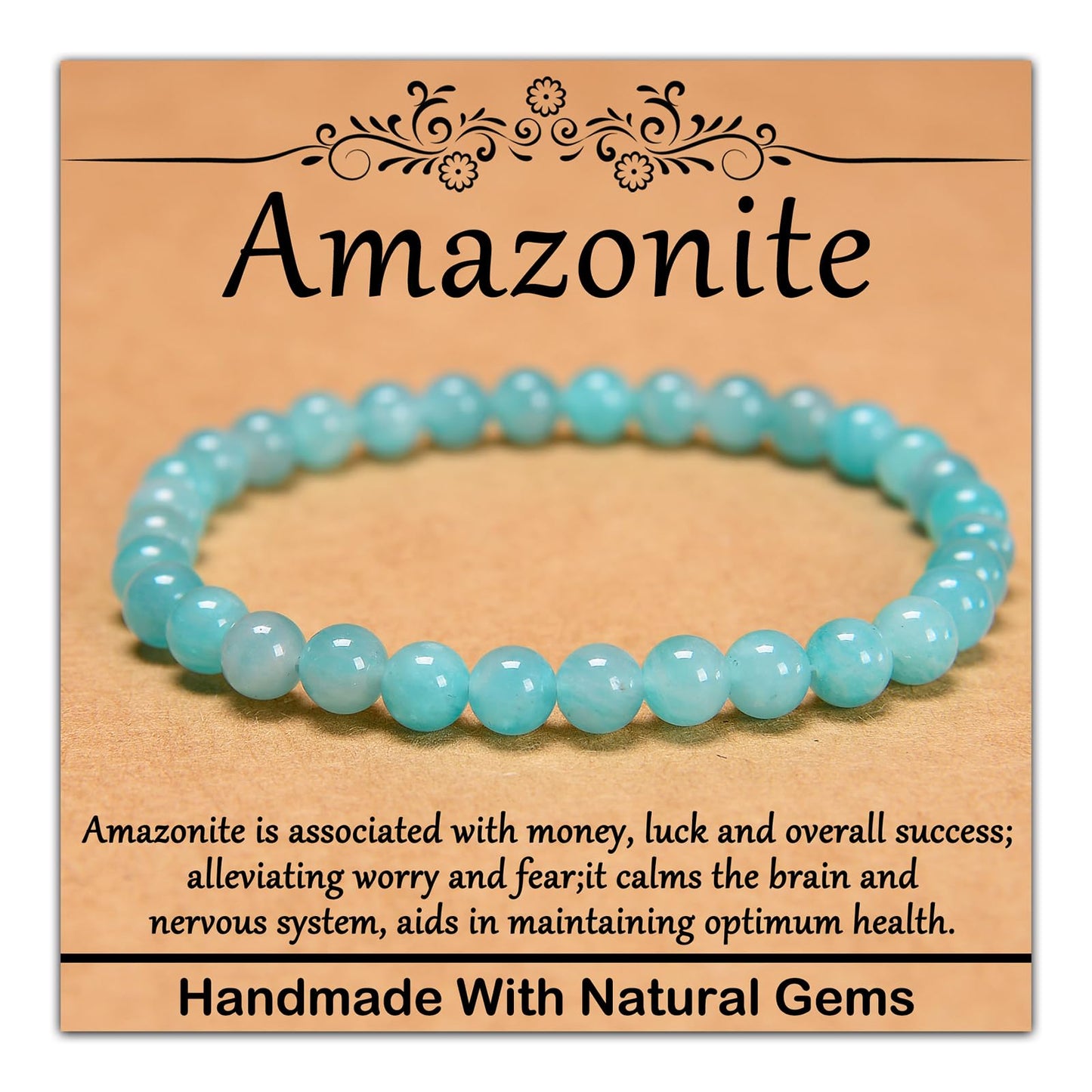 CHCCOYE 6mm Natural Healing Gemstone Bracelet Handmade Yoga Stretch Elastic Bracelet Stress Relief Crystal Jewelry for Men and Women (6mm Grade A Amazonite)