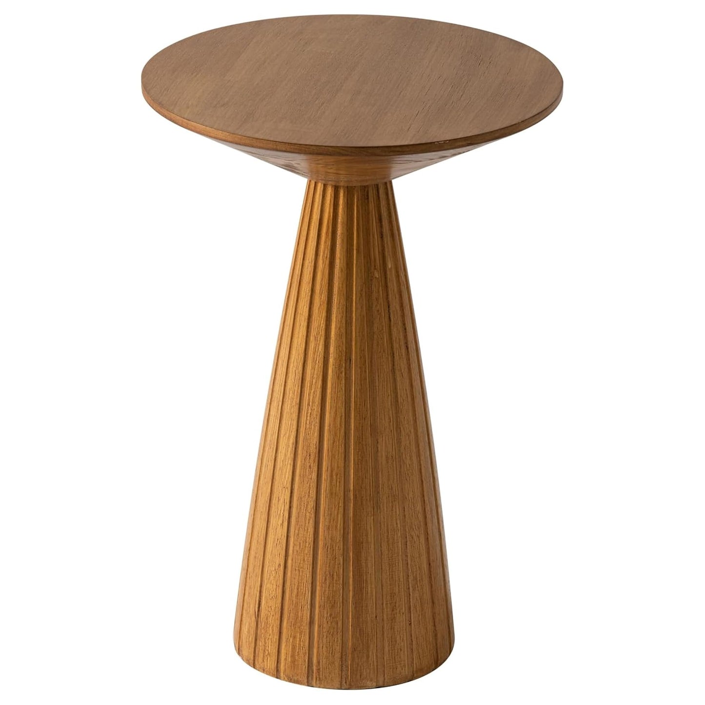 COZAYH Martini Pedestal Table, Small End Table - Drink Stand with Round Wood TableTop & Modern Textured Finish for Small Spaces, Walnut