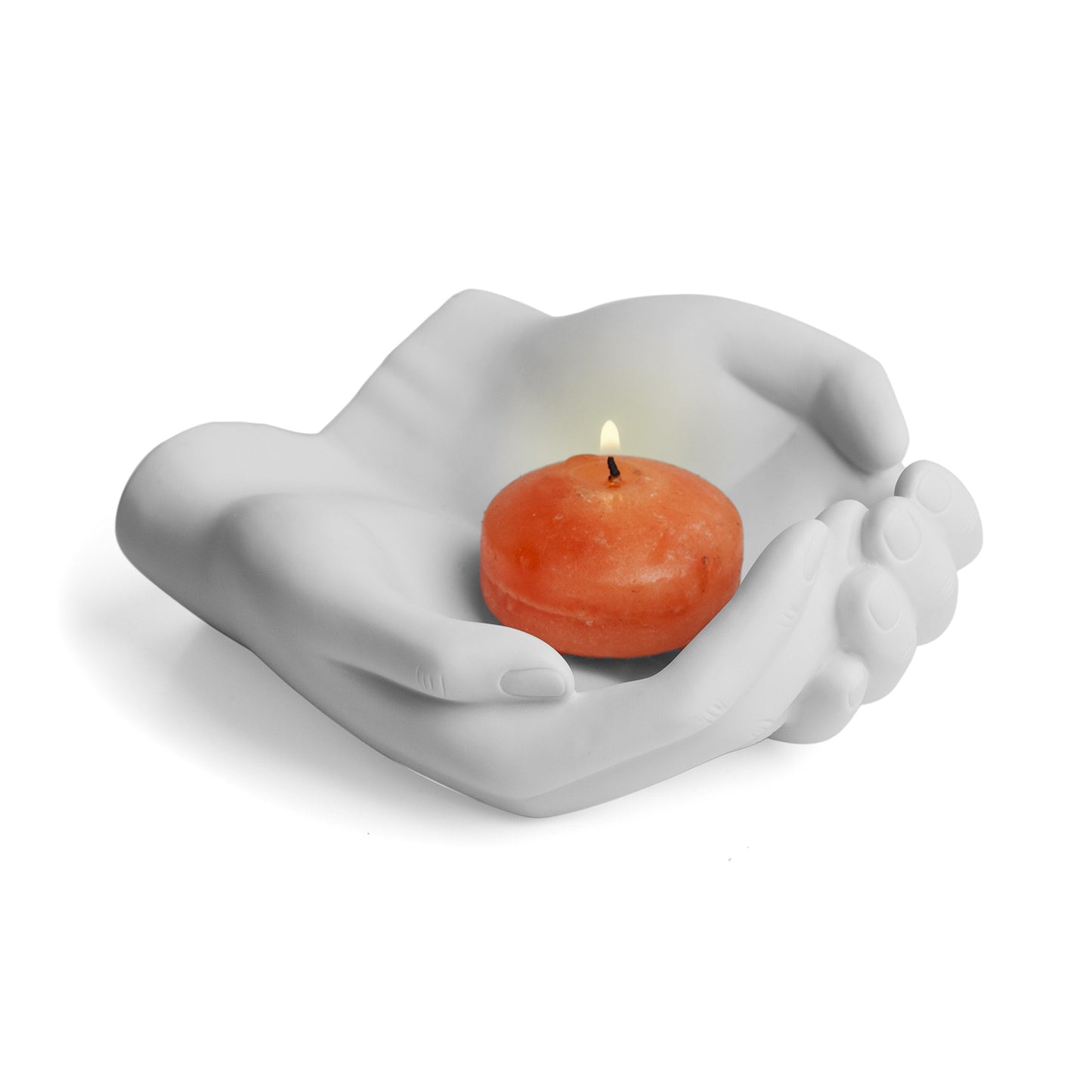 Danya B. CSK8076 Handle with Care Hands Holder, White Poly Resin Decorative Tray, Key Ring Jewelry Candle Trinket or Candy Dish, 5.25" W