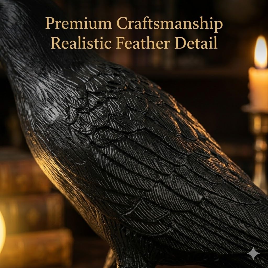 OVANUS Crow Lamp Gothic Decor, Raven Table Lamp with Adjustable Brightness, Dark Academia Aesthetic Night Light for Bedroom, Halloween Black Bird Lamp, Unique Gift