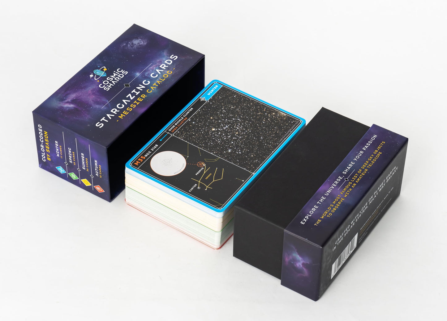 Stargazing Cards - Messier Catalog | Night Sky Exploration Kit for Telescopes & Binoculars | Flashcards with Star Charts, Astrophotography & Facts | Perfect Astronomy & Space Gift for Kids & Adults