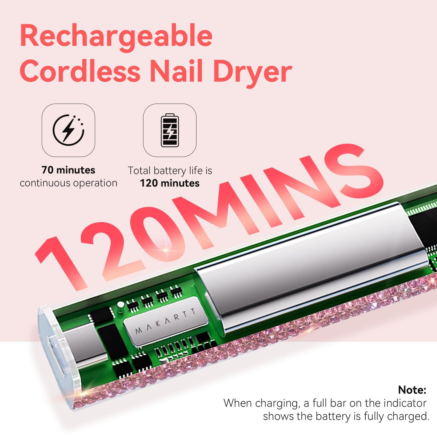 Makartt UV Nail Lamp, Handheld Flash Cure Lamp with Painless Mode 800mAh Rechargeable Portable Nail Light with LCD Display & 3 Timers for Home & Salon DIY(Diamond)