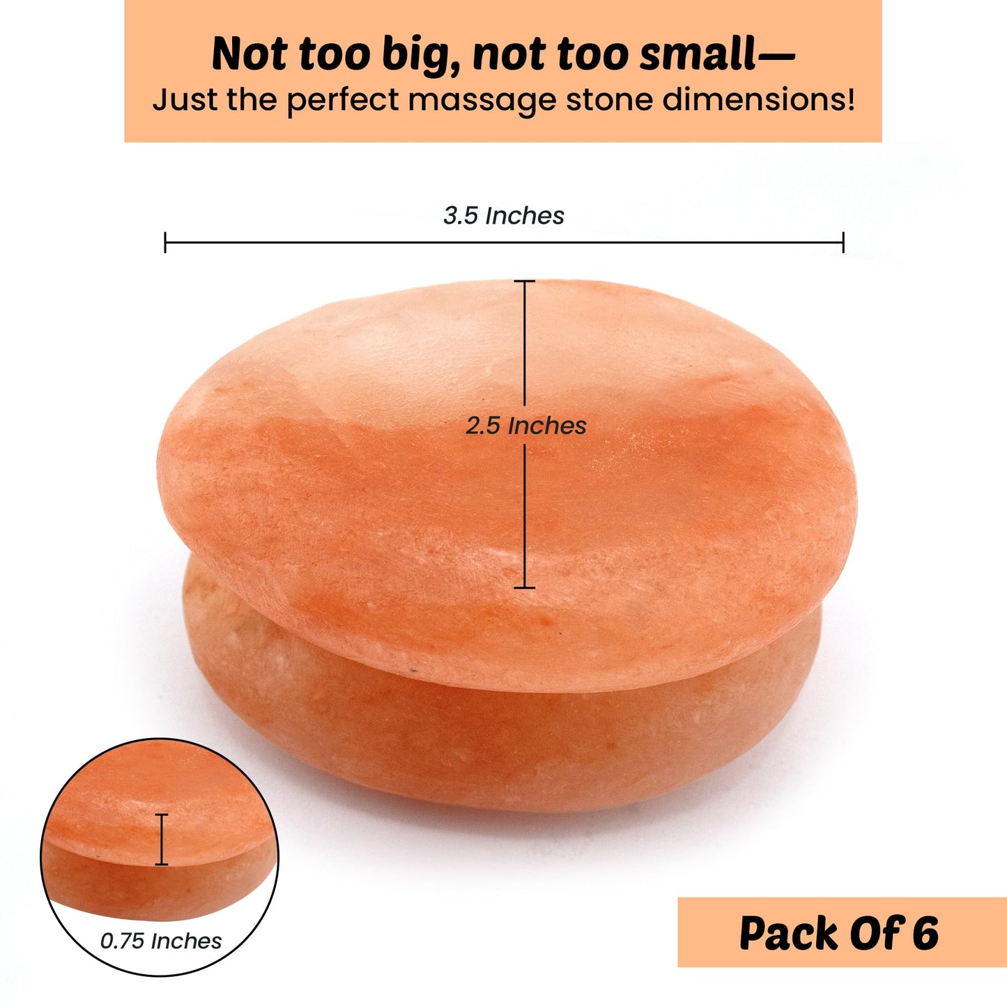 POHS Pack of 6 Flat Oval Massage Stone, Deodorant Stone, Pink Crystal Hand -Carved hot & Cold for Massage Therapy