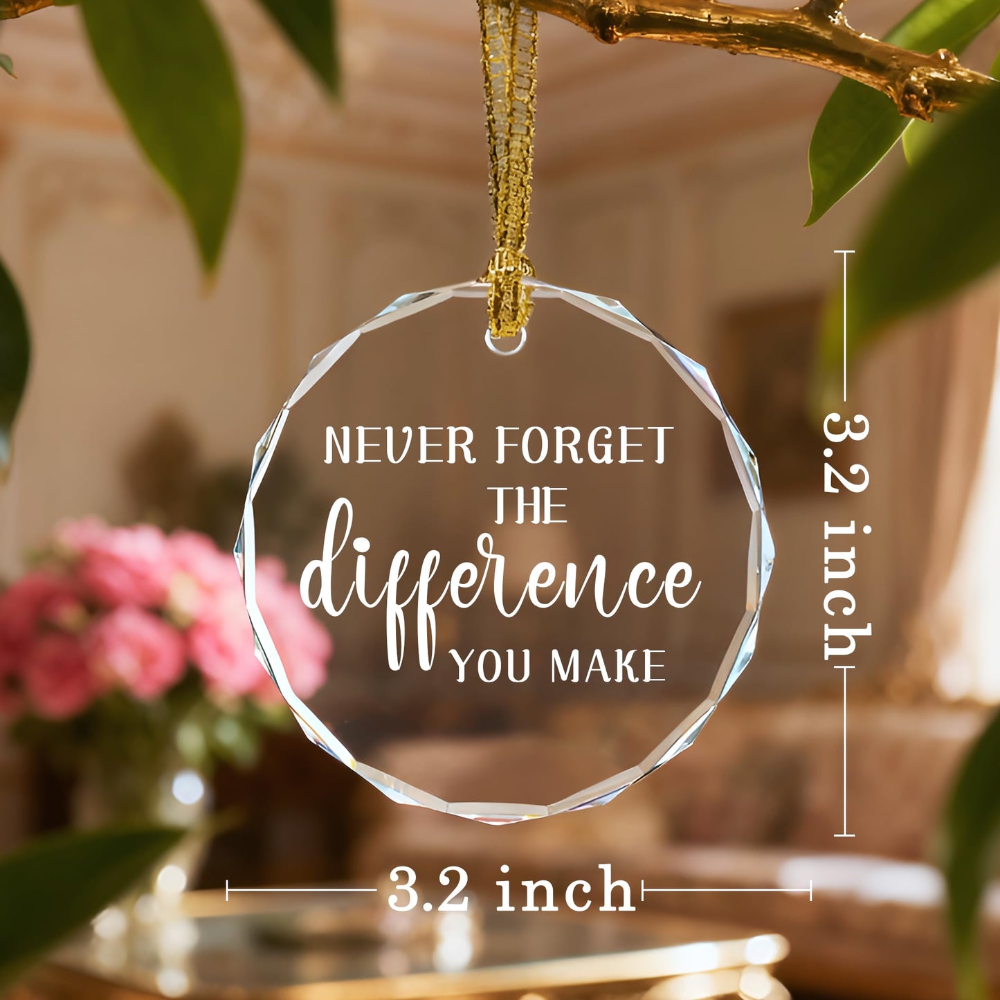 Never Forget The Difference You Make, Leaving Gifts for Colleague, Thank You Gifts, Teacher Gift, Friend Gift, Crystal Christmas Ornament