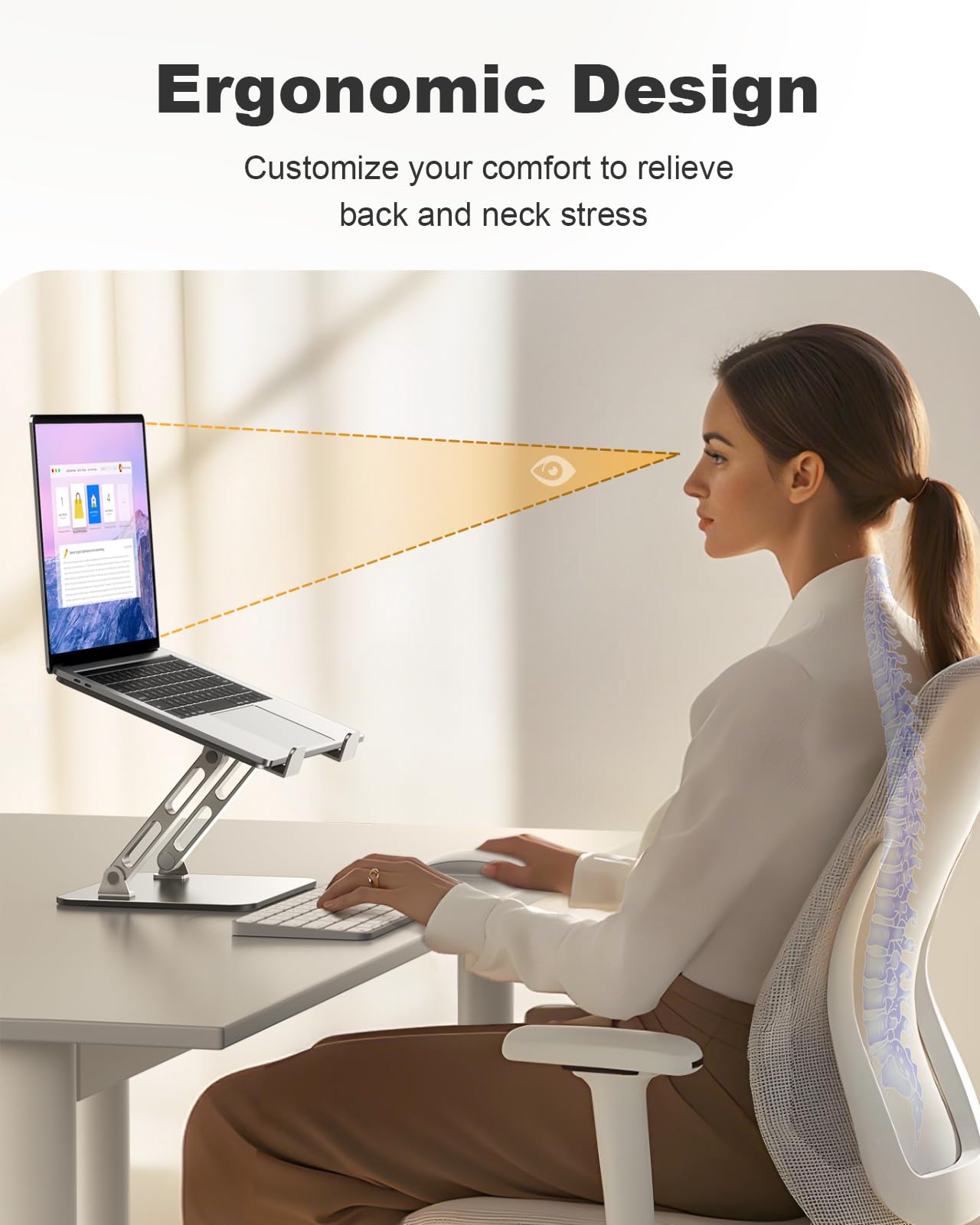 RIWUCT Laptop Stand for Desk Adjustable Height, Ergonomic Laptop Riser Holder with Dual-bar Support, Portable Computer Notebook Stand for MacBook Air Pro, Dell XPS, HP (10-16")