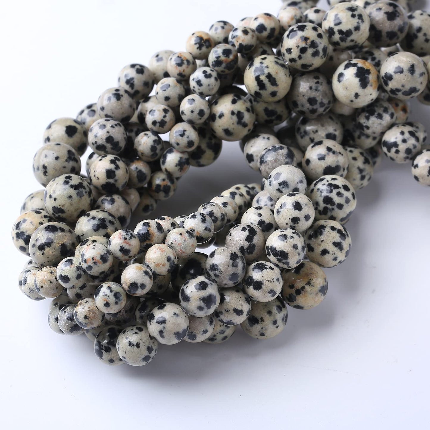 60PCS 6MM Natural Dalmatian Jasper Stone Beads Energy Healing Beads for DIY Jewelry Bracelet Necklace Making for Jewelry Making15Inch