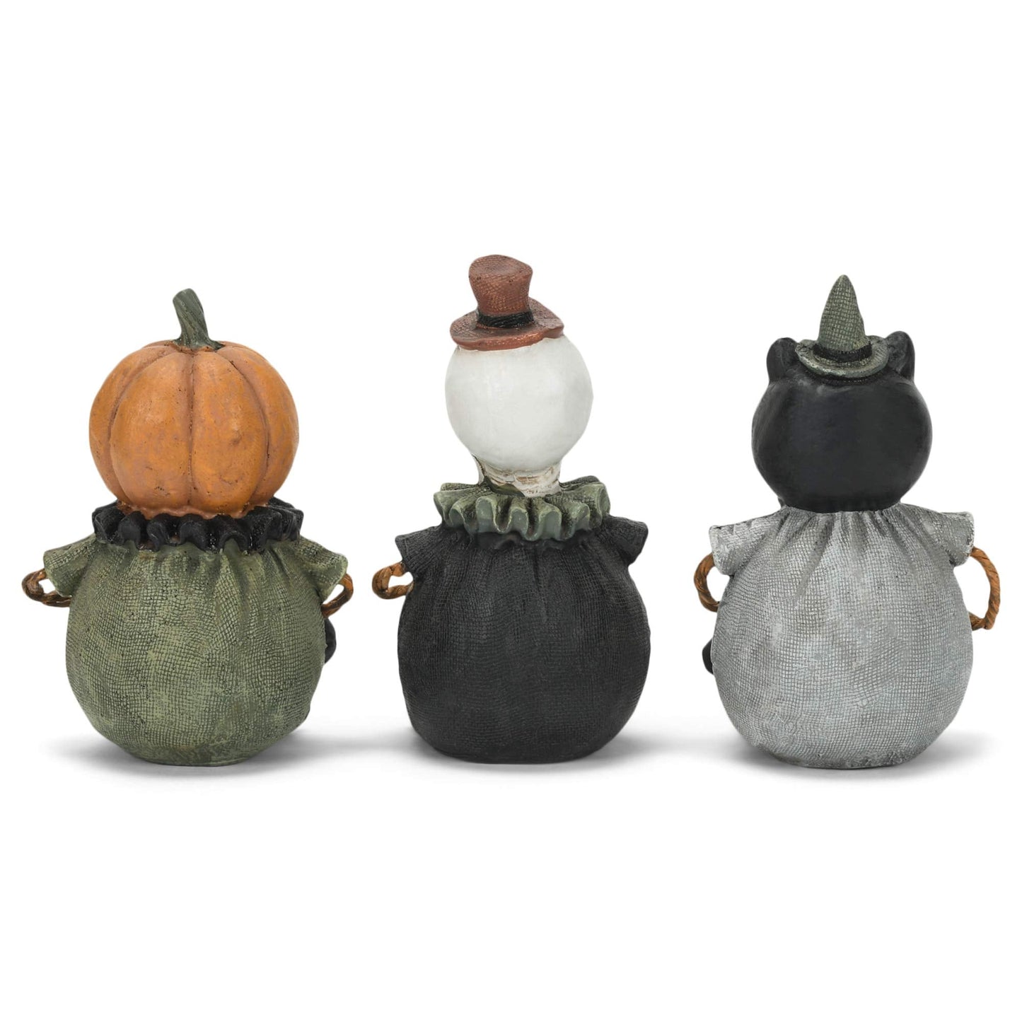 Transpac Boo Wicked Spooky Green 7.5 x 2.25 Resin Decorative Tabletop Figurine Shelf Sitter Set 3