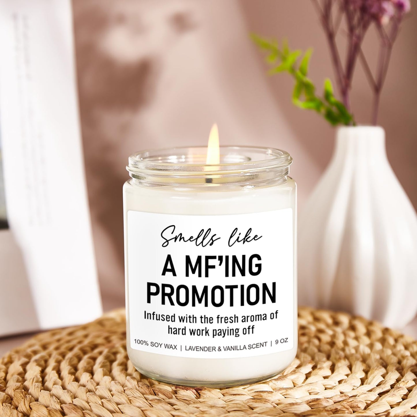 Younift Funny Scented Candles - Congratulations on Your Promotion, New Job Gifts for Women, Men - Job Decorations - 9 oz